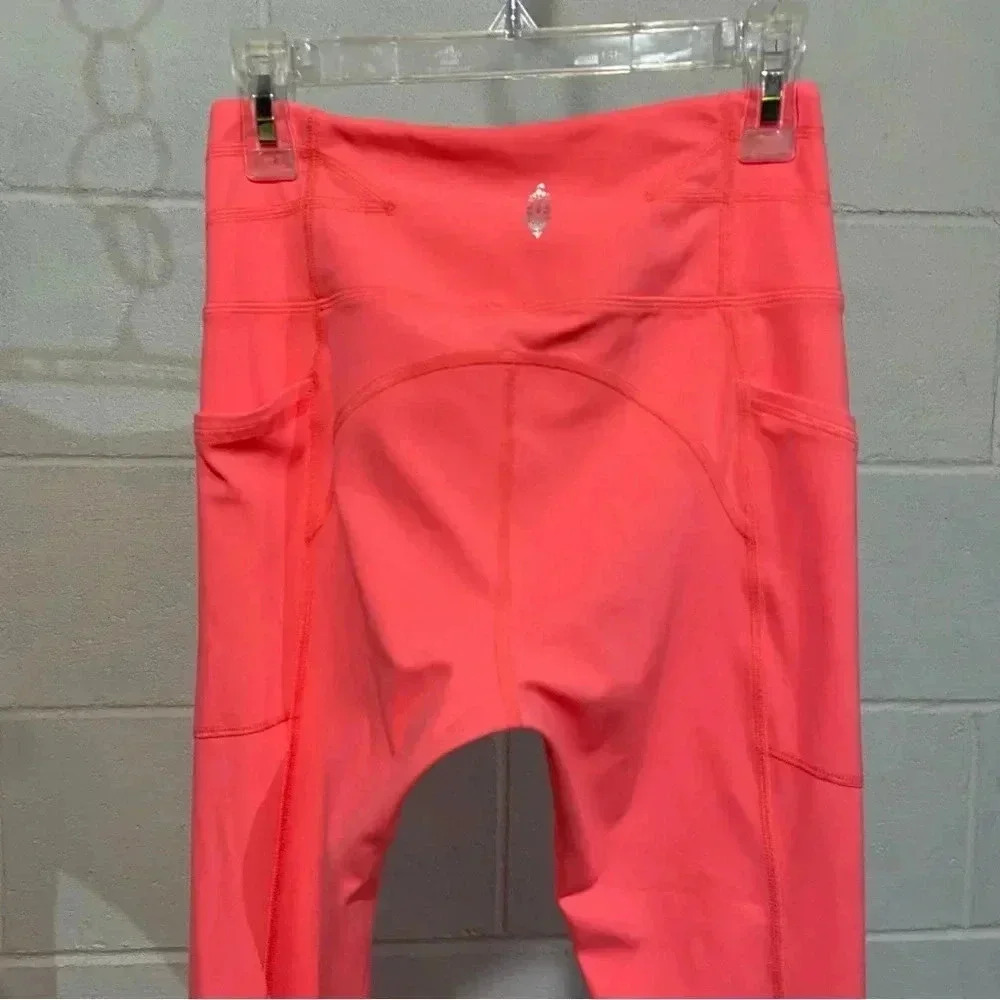 FP Movement by Free People Neon Coral Pink Flare Leggings Jumpsuit Set - Picture 12 of 13